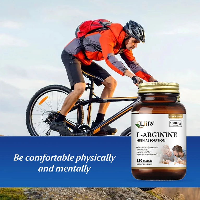 L-Arginine 1000mg – Nitric Oxide Booster, Energy & Endurance Support – 120 Tablets