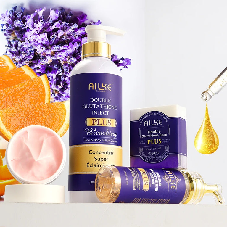 AILKE Glutathione Whitening Skincare Set – Hydrating & Even Skin Tone Solution ✨