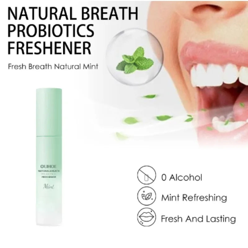Probiotic Breath Freshener Spray – Instant Bad Breath Removal & Oral Care (Mint Flavor) 🌿✨