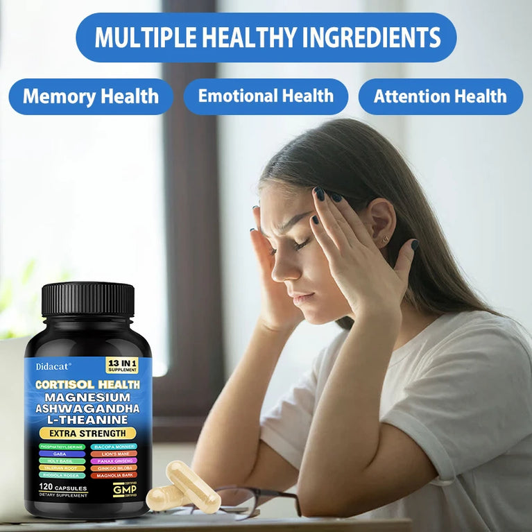 13-in-1 Cortisol Balance Capsules – Stress Relief, Brain Health & Mood Support