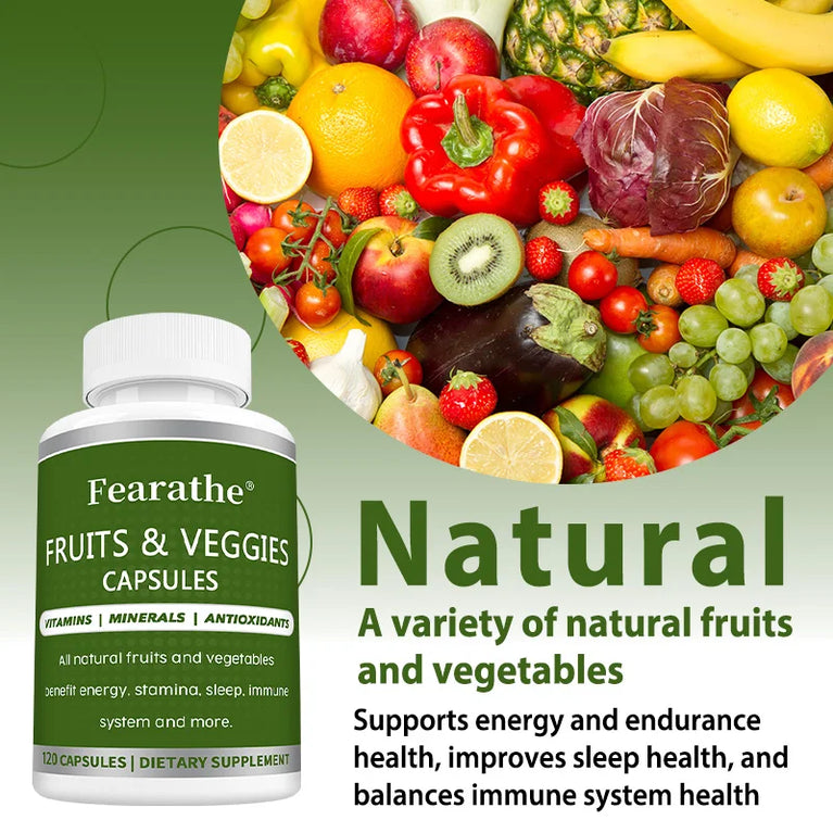 🍏 Fearathe -Fruit & Vegetable Capsules – Daily Superfood Supplement for Energy, Immunity & Wellness 🍓💊