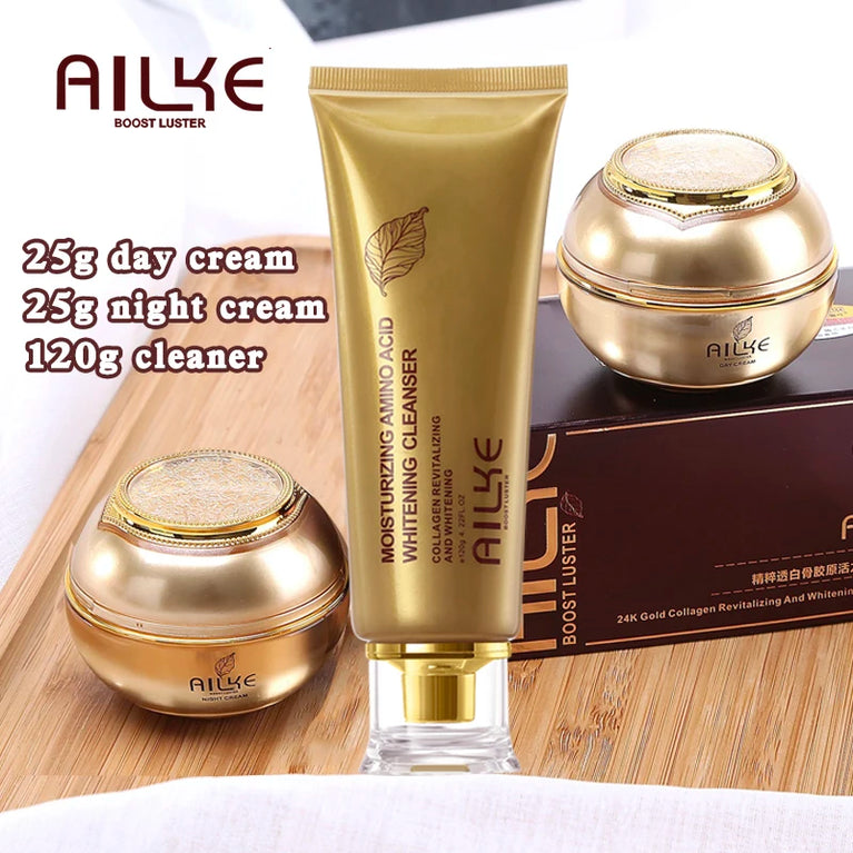 ✨ AILKE 24K Gold Facial Essence – Brightening & Hydrating Skincare Set ✨