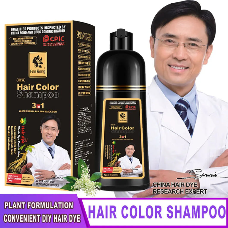 FAN KANG -Permanent Hair Dye Shampoo For Women Men Chestnut Coffee Black Fast Hair Coloring Dying Shampoo Natural Plant Essence Cream