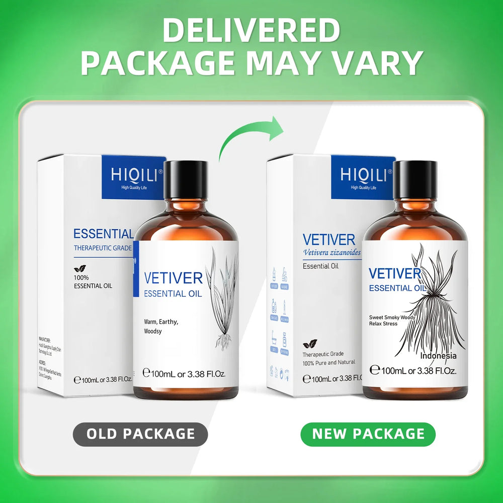 HIQILI 100ML Vetiver Essential Oil – 100% Pure & Natural for Relaxation, Aromatherapy & Skincare 🌿✨