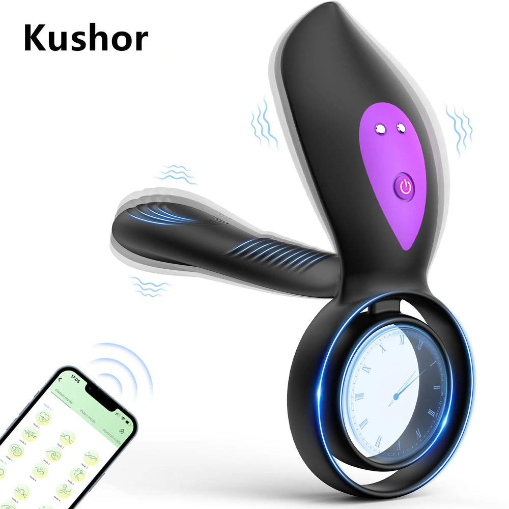 Kushor Couple Vibrator with Dual Motor & APP Control – Delay Ejaculation & Enhance Pleasure – Penis Ring for Men