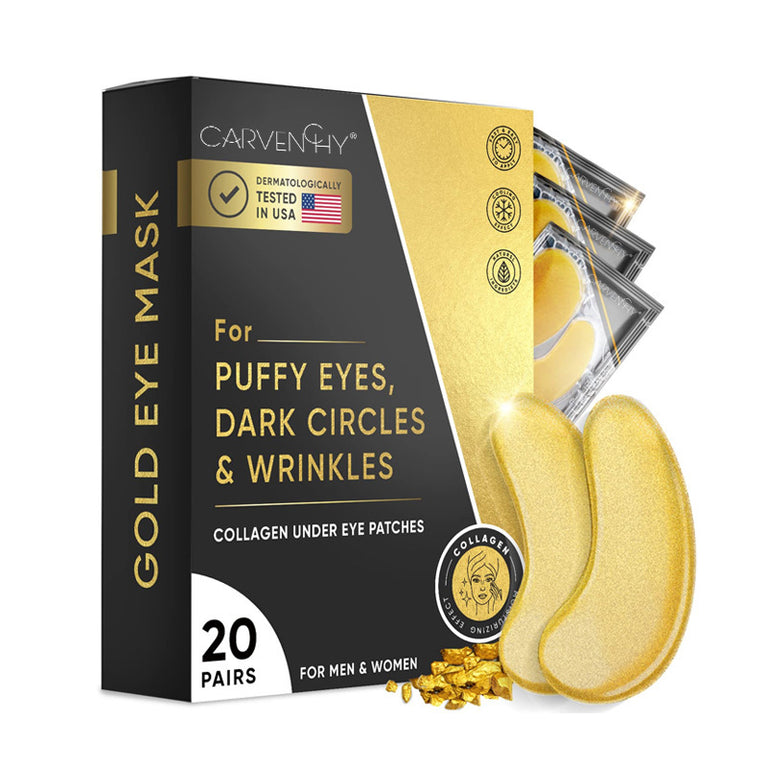 CARVENCHY 24K Gold Eye Mask – Puffiness & Wrinkle Reduction Treatment