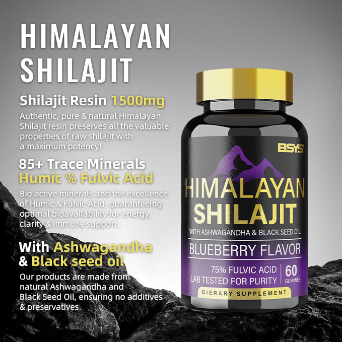 BSYS Shilajit Gummies – Natural Energy, Stamina & Vitality Boost (60 Gummies)