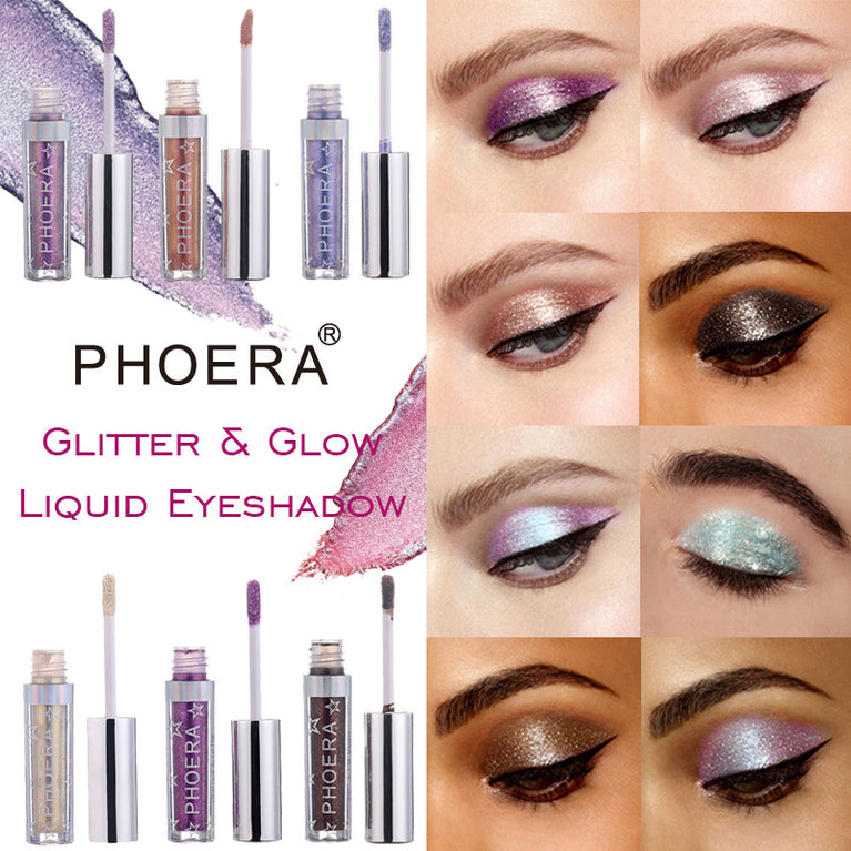 PHOERA Glitter & Glow Liquid Eyeshadow – 12 Dazzling Shades for a Mesmerizing Look