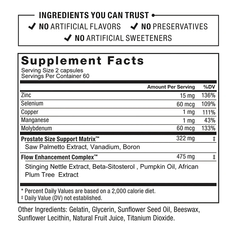 Prostate Supplement – Saw Palmetto, Stinging Nettle & Pumpkin Oil – 120 Capsules