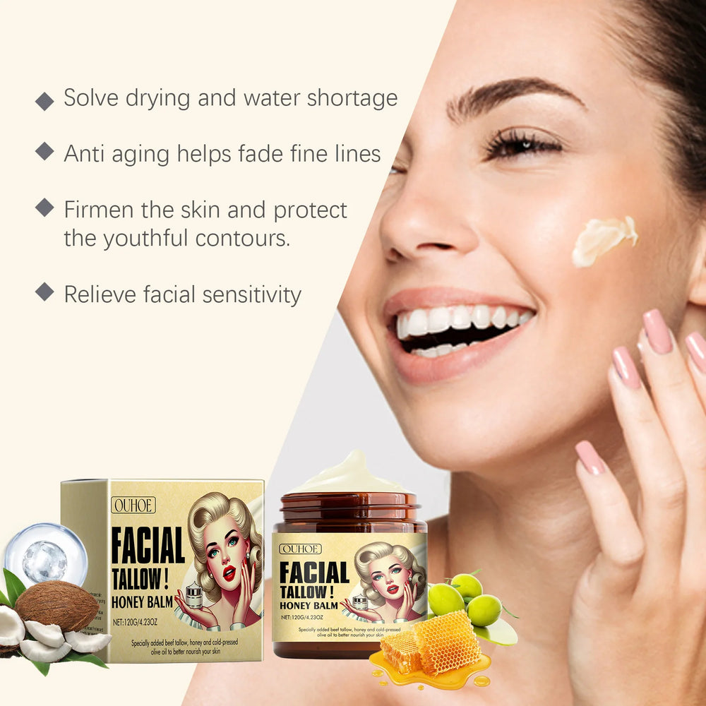 Ouhoe 120g Beef Tallow Face & Body Cream – Deep Moisturizing & Skin Repair ✨