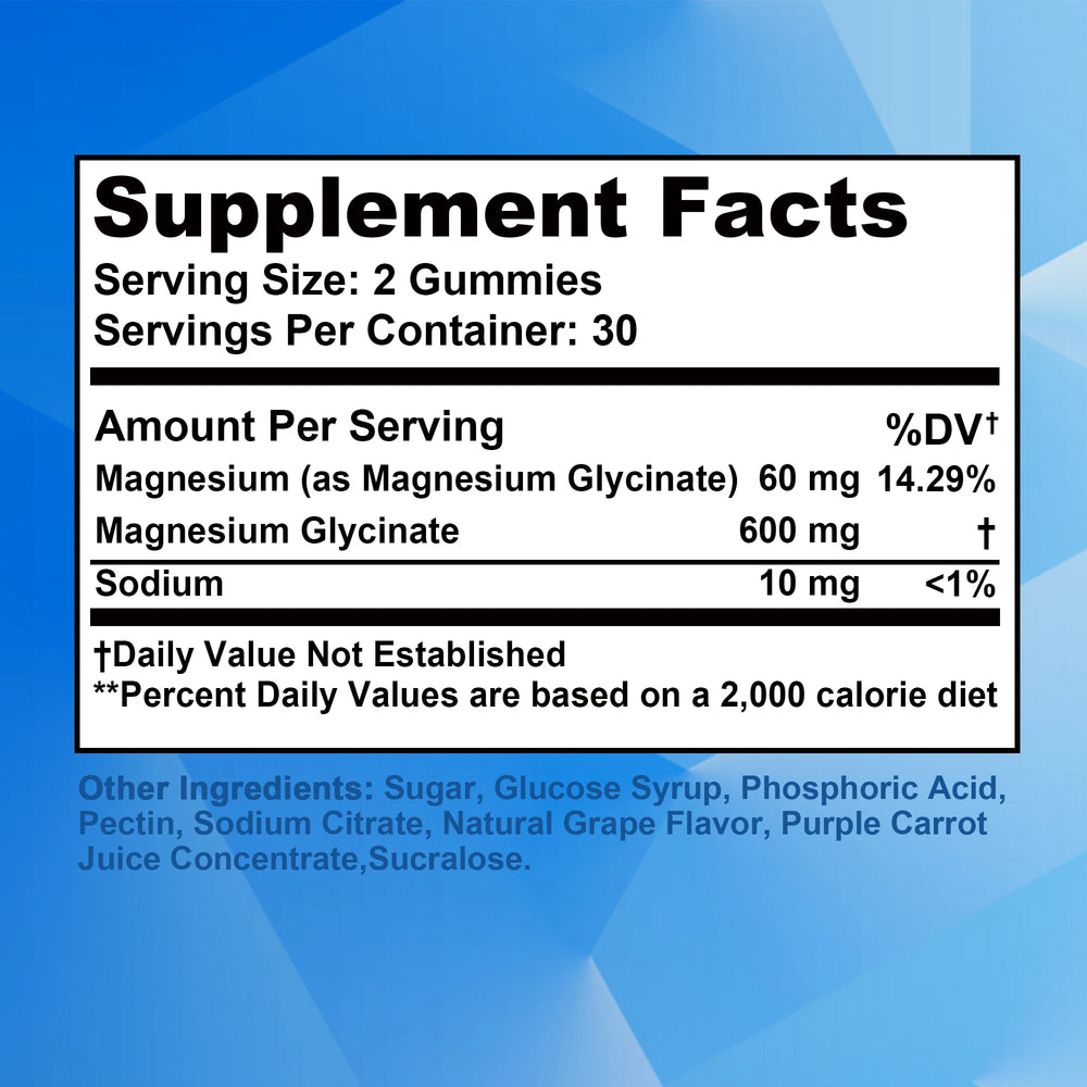 Magnesium Glycinate Gummies – for Relaxation, Cognition & Sleep Quality, Supports Nerve, Bone & Muscle Health – 60 Gummies