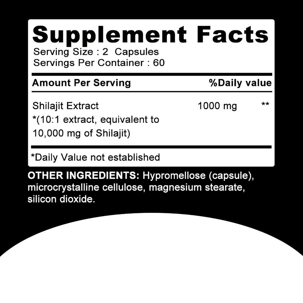 Shilajit - Promote Detoxification, Relieve Stress, Enhance Nutrient Absorption - 120 Capsules