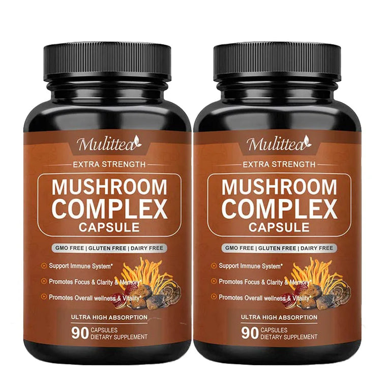 Mulittea 10X Mushroom Complex – Brain Boost & Stress Relief Capsules 🍄🧠✨