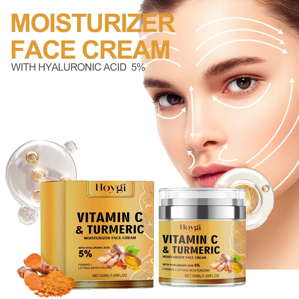 🍊HOYGI -Vitamin C & Turmeric Face Cream – Dark Spot Corrector, Wrinkle Reducer & Brightening Moisturizer ✨🍊