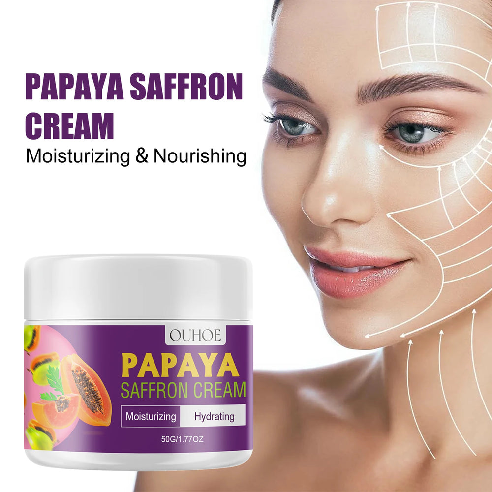 OUHOE Papaya Saffron Cream – Hydrating & Anti-Aging for Radiant, Even-Toned Skin ✨🌿