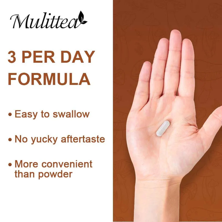 Mulittea 10X Mushroom Complex – Brain Boost & Stress Relief Capsules 🍄🧠✨