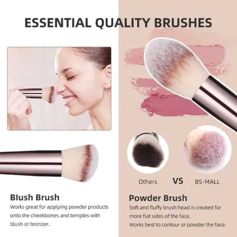 16-Piece Stand-Up Makeup Brush Set – Synthetic Foundation Brushes with 3 Sponges for Flawless Application