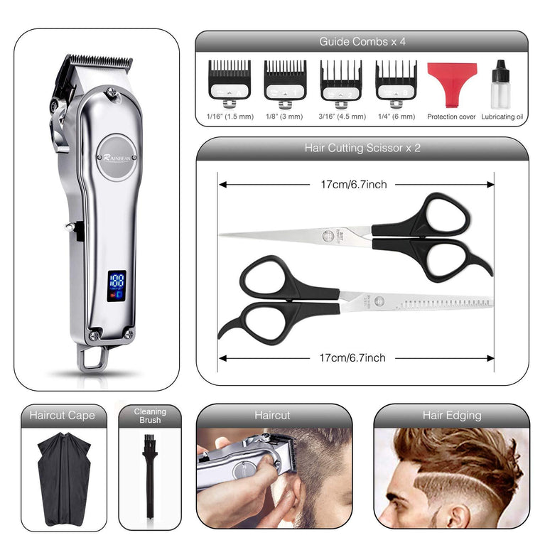 3-in-1 Men’s Hair Trimmer & Beard Grooming Kit – Waterproof, USB Rechargeable, LED Display