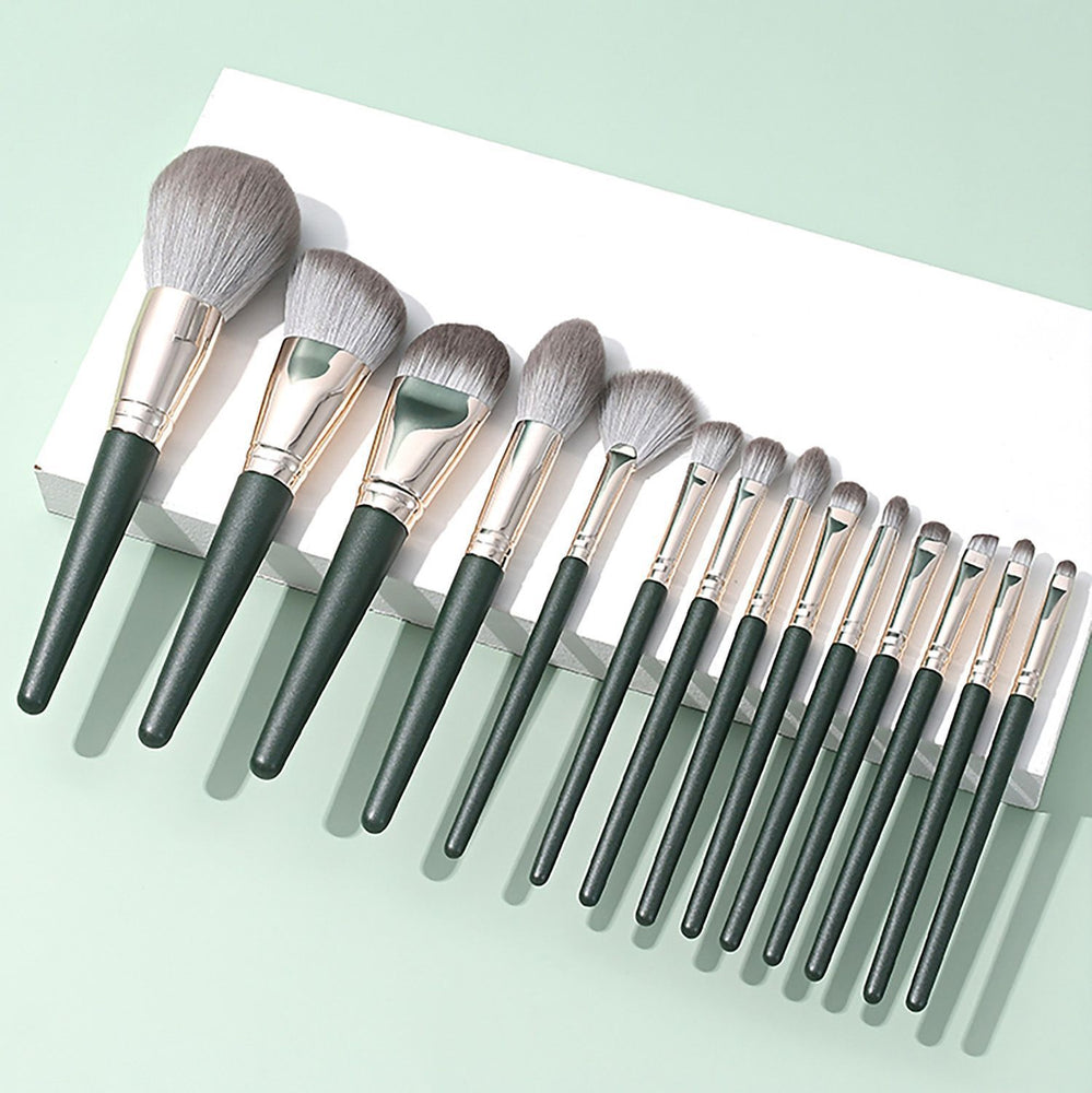 Green Cloud 14 Makeup Brushes Suit